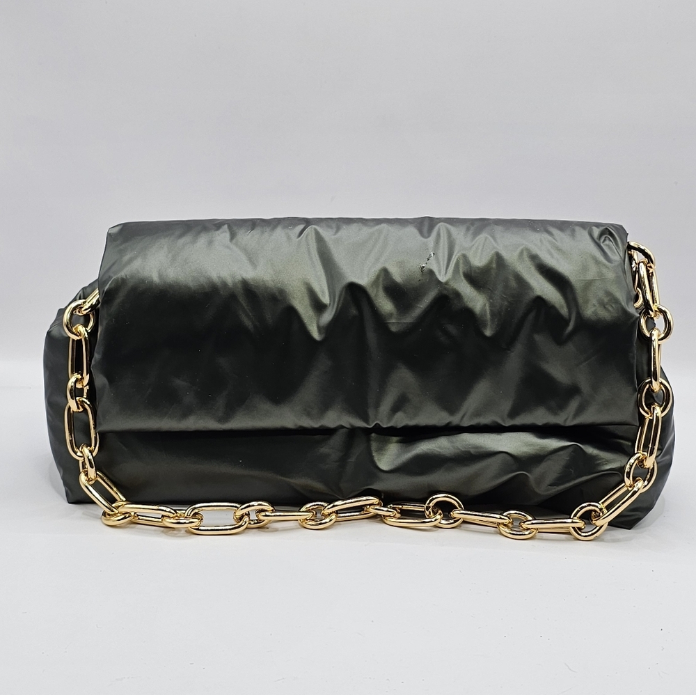 Anthropologie Metallic Puff Shoulder Bag